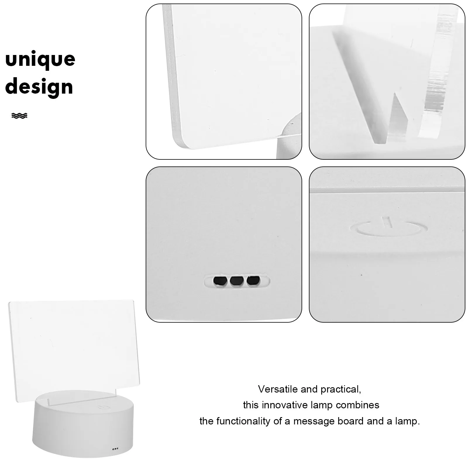 1 Juego de tablero de mensajes iluminado, lámpara de nota de borrado en seco, atenuación táctil, tablero de notas LED grabable, lámpara de nota para escribir