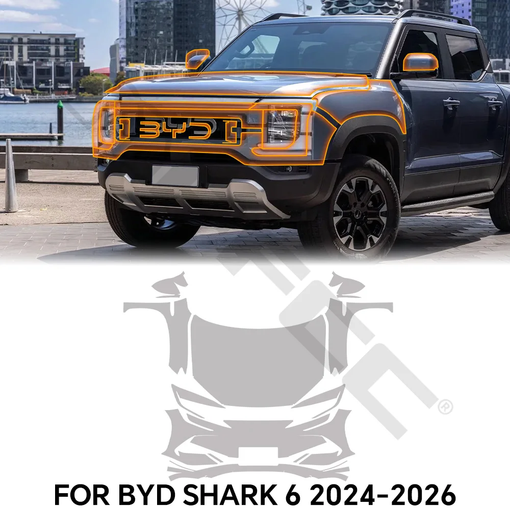 For BYD Shark 6 2024-2026 9Mil TPU Scratch Resistant Car Paint Protection Film Clear Bra Pre-cut PPF Repairable Car Accessories
