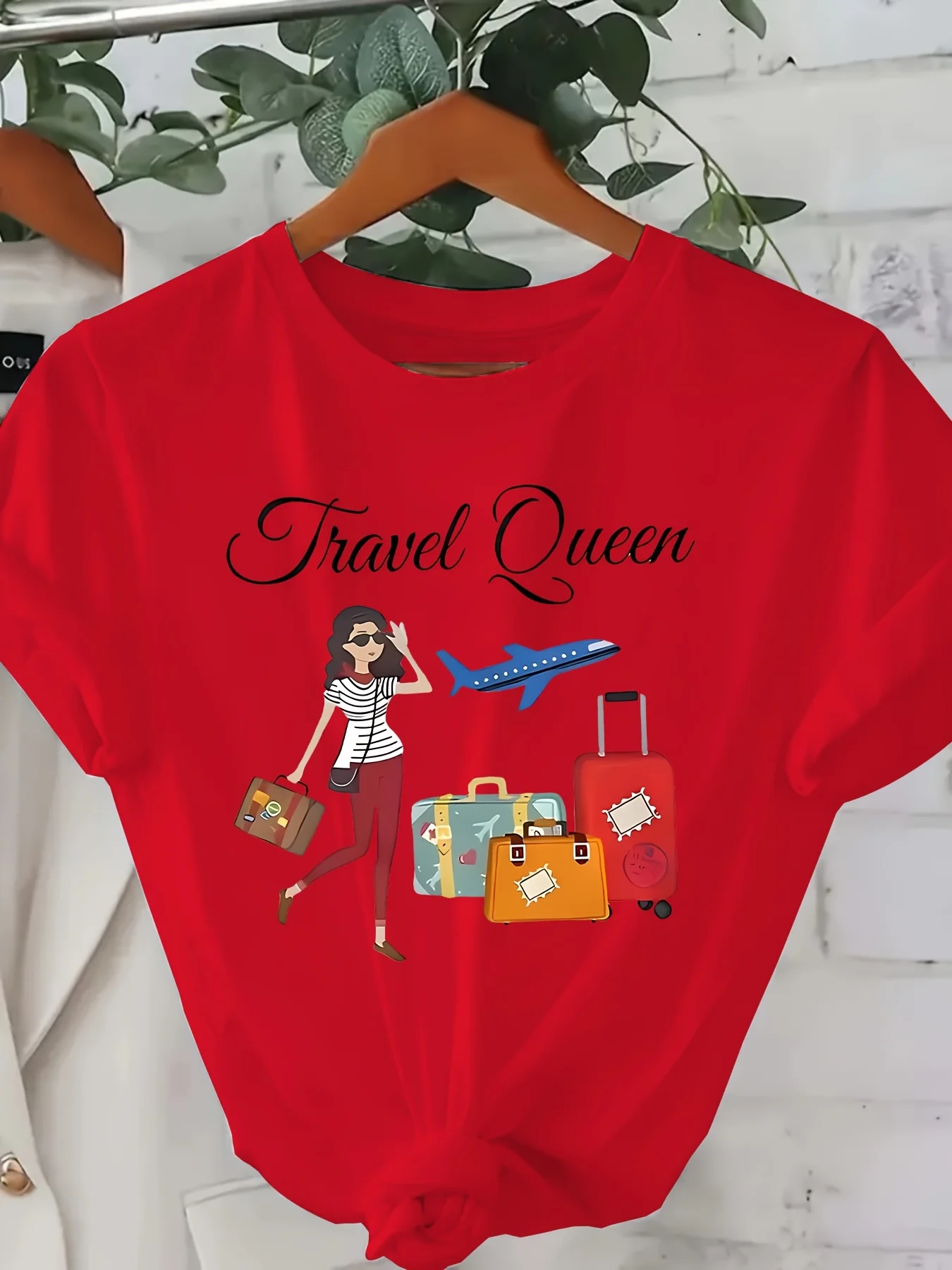 Fashion Creative Pattern Printed Women'S Spring and Summer Casual Women Short-Sleeved Comfortable Fashion Elegant Round Neck