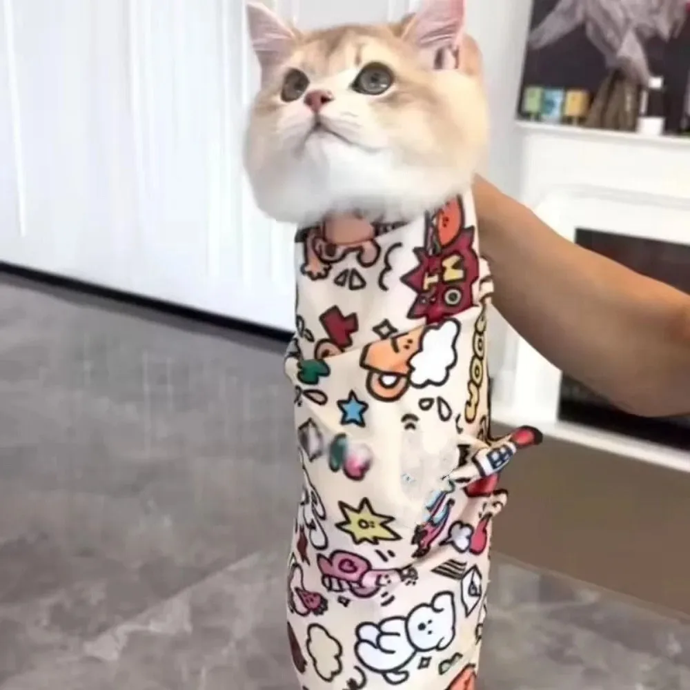 لفافة تهذيب القطط ذاتية الالتصاق مضادة للخدش ومضادة للعض لضبط القطط بسعة كبيرة متعددة الوظائف لفافة تهدئة القطط