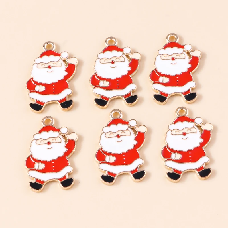 

20pcs 15x22mm Cartoon Enamel Christmas Santa Claus Charms Pendants for Making Drop Earrings Necklaces DIY Craft Jewelry Findings