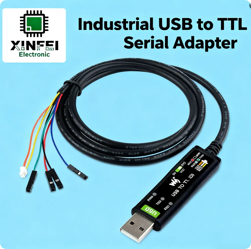 Industrial USB to TTL Serial Cable - Genuine FT232RNL Chip, 3.3V/5V Level Shift, Multi-System Compatible for Raspberry Pi & Indu