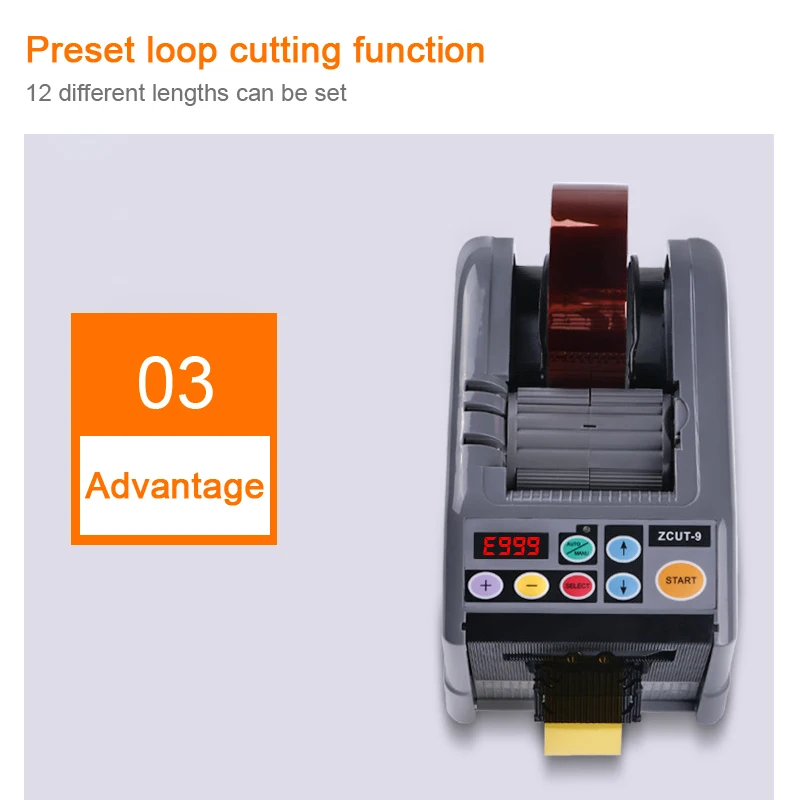 Automatic tape Dispenser Ribbon Cutting Machine ZCUT-9 ZCUT-9GR 110V/220V 6-60mm Intelligent Adhesive Tape Double Sided Cutter