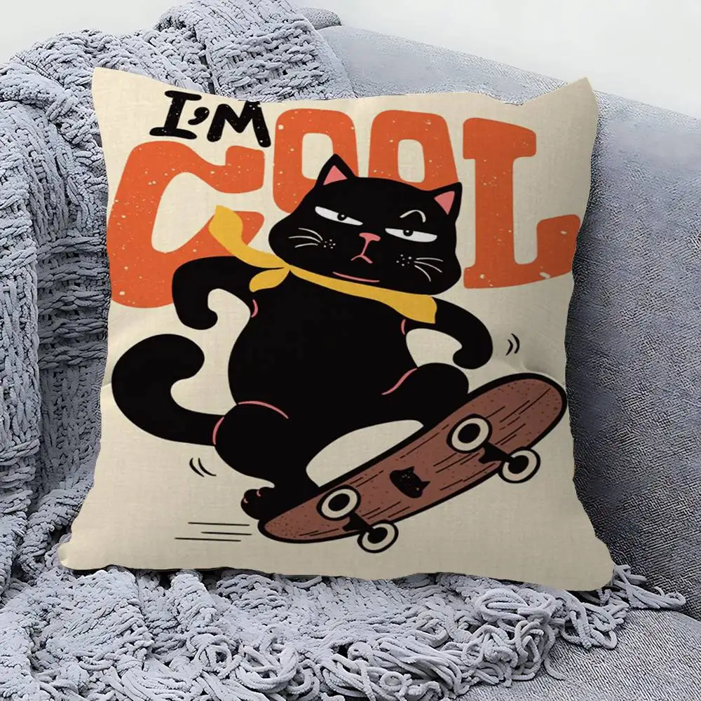 Black Cat Cushion Cover Pillowcase Upholstery Sofa Throw Pillow Home Decor Pillowcas 6
