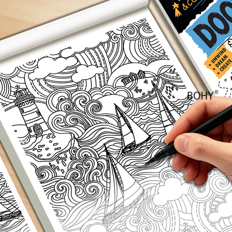 1 Adult Decompression Graffiti Drawing Album, 24 Pages, Suitable for Adults To Relieve Emotions, Art Enthusiasts To Copy