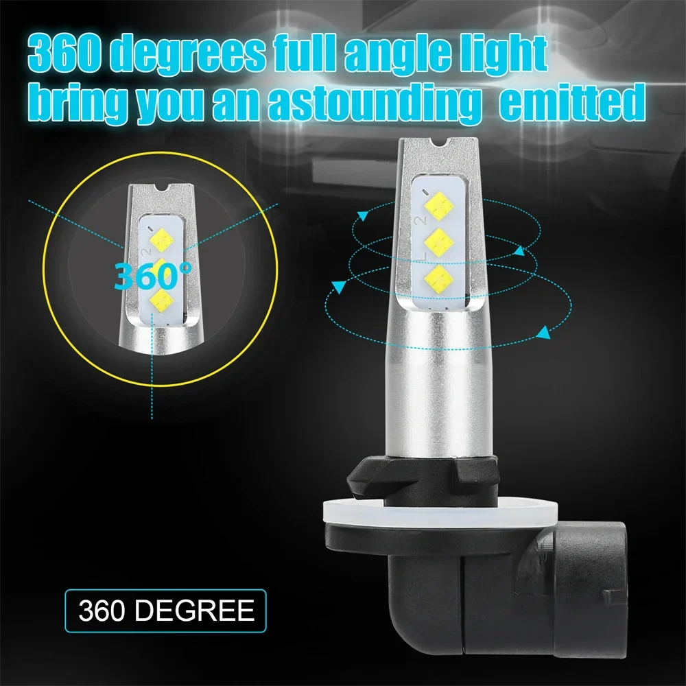 2PC H27 880 881 LED Fog Driving Light Bulbs DRL 6000K Super White Headlight Bulbs Kit Fog Driving Light lamp