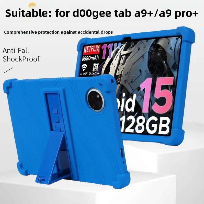 Silicone Case for DOOGEE Tab A9 Plus A9 Pro Plus 11 Inch Tablet Shockproof Protective Cover with Kickstand TPU Full Body