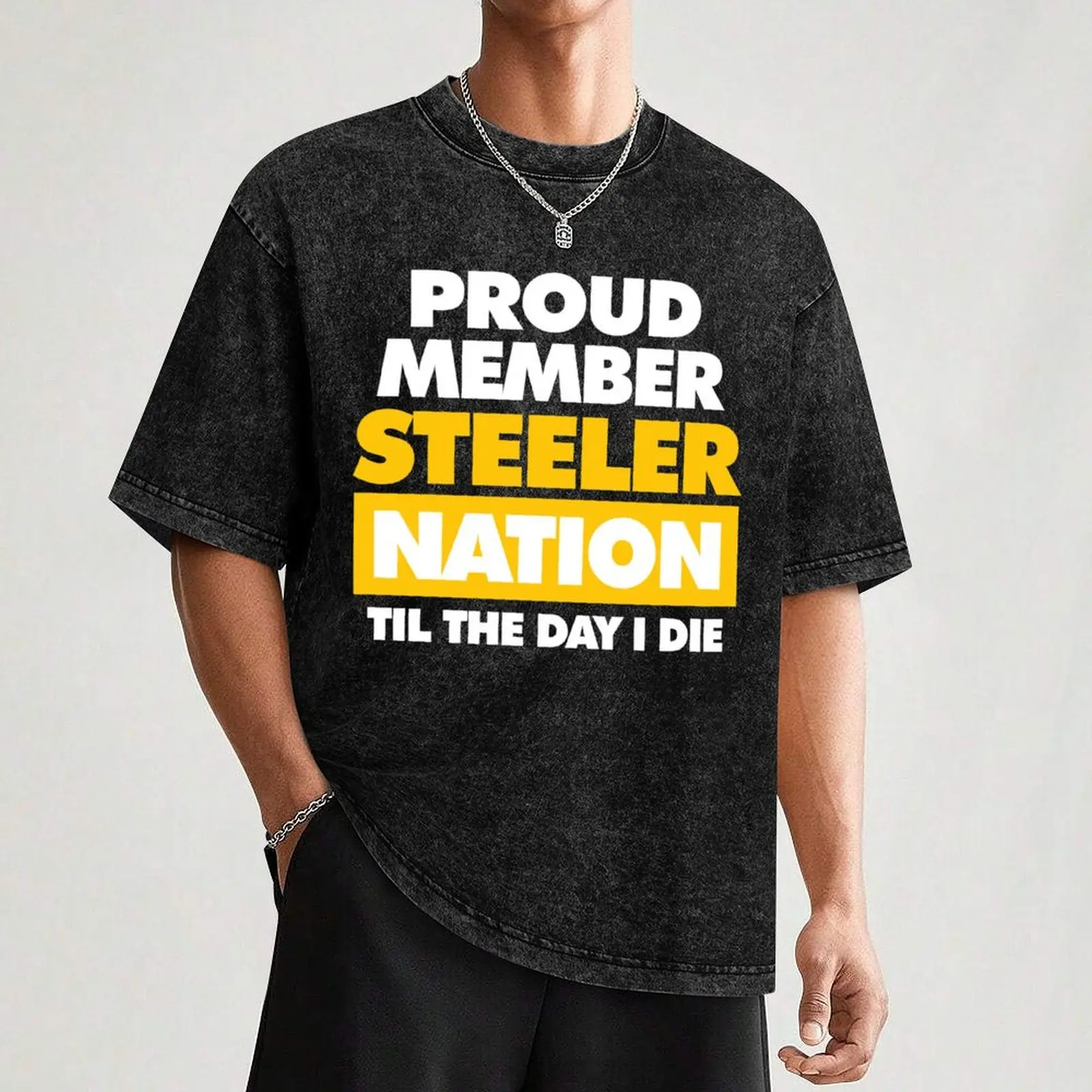 Proud member Steeler Nation til the day I die T-Shirt for a boy vintage customs design your own mens graphic t-shirts hip hop image 3