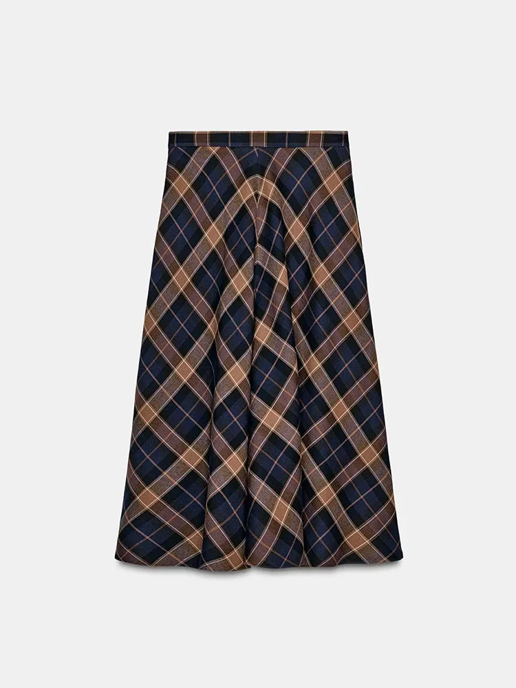 Frühlings-Neuheit Damen Langer Karierter Umhangrock Vintage College-Stil Limitierte Auflage Modische Ethnische Damenkleidung – Detail 8