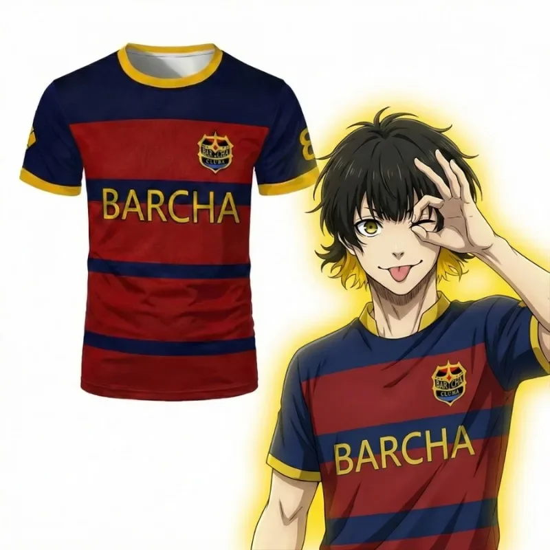 2026 Anime Japanese Blue Lock Isagi Yoichi Football Jersey T-shirt Cosplay Hyoma Chigiri Meguru Bachira Tee Original Children