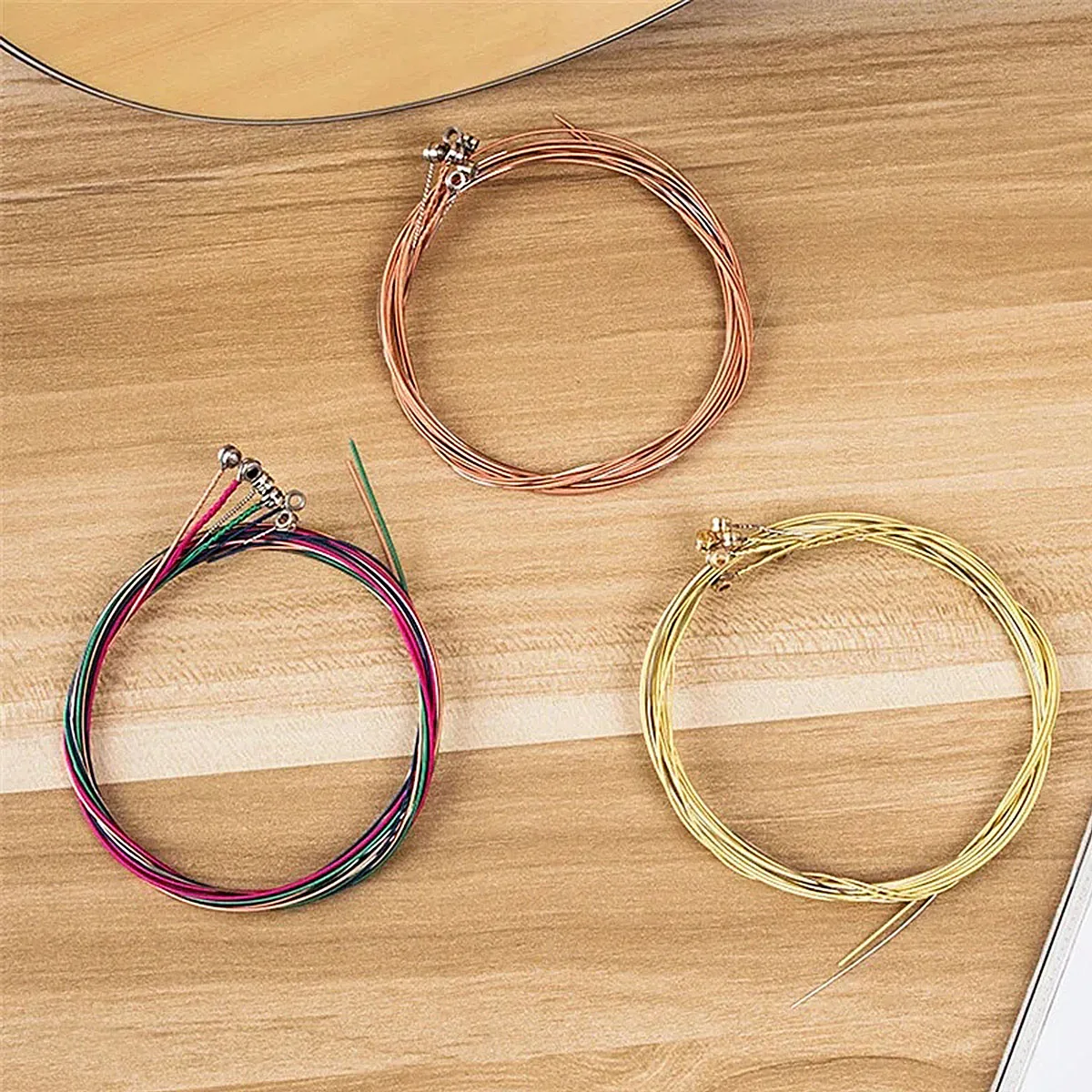Miwayer 6Pcs High-Quality Folk Guitar Strings - Red Copper / Brass / Colorful, Anti-Rust, Automatic Winding, 6pcs/Set