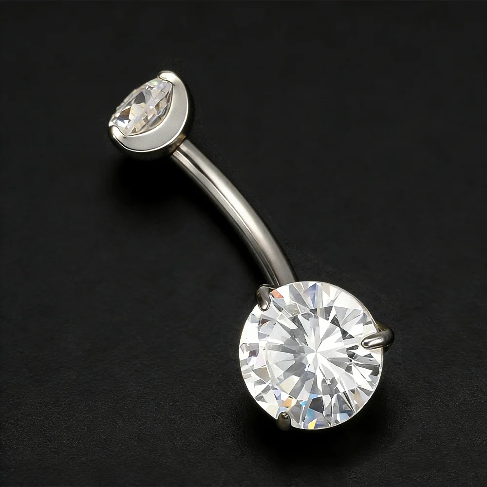 F136 Titan Banana Bend Nabelpiercing Schmuck Bauchnabelring Piercing Barbell 8/10/12/14 mm hypoallergen für Damen Herren – Detail 5
