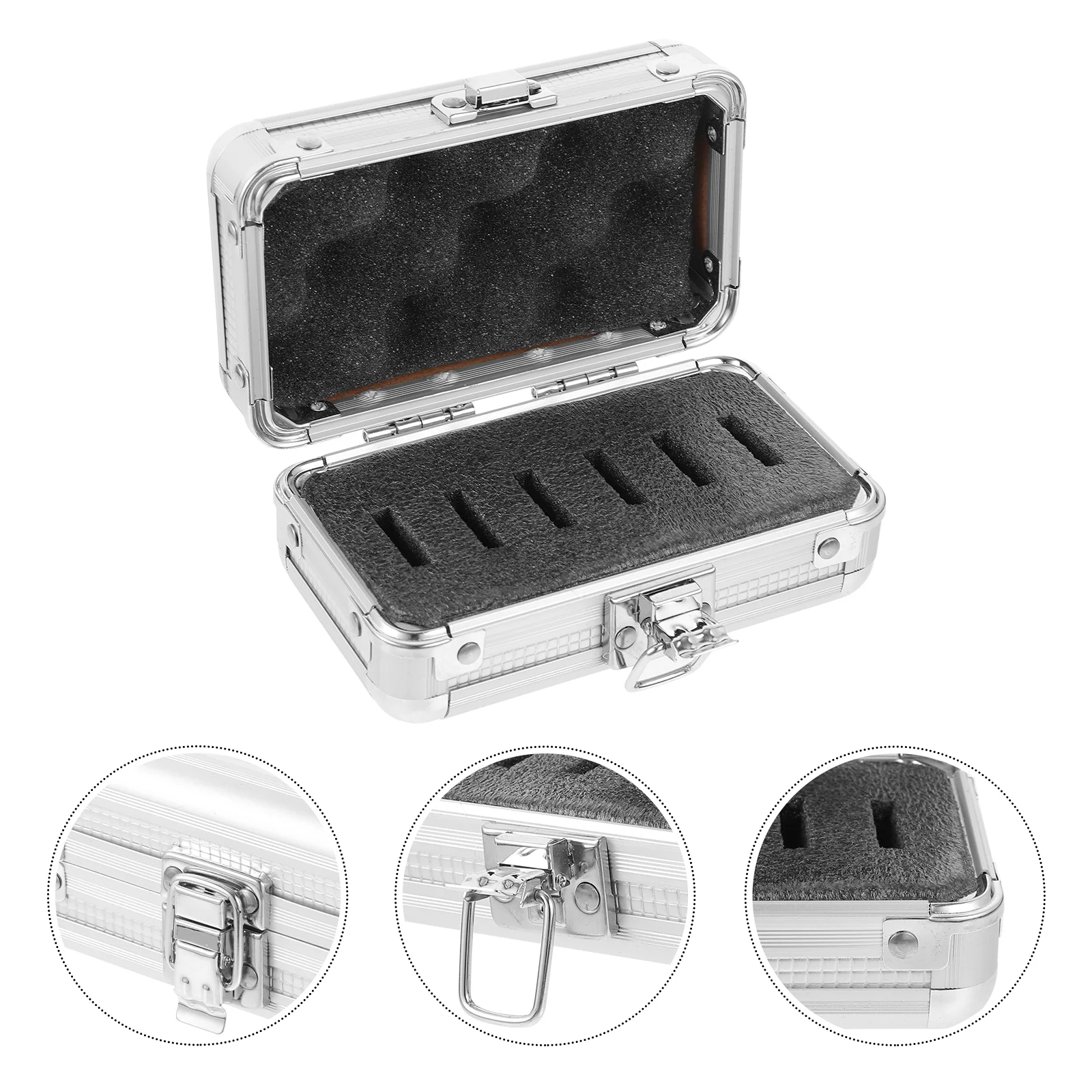 

Telescopes Filter Box Aluminum Case Hard Camera Light Lens Holder Silver Small with Foam