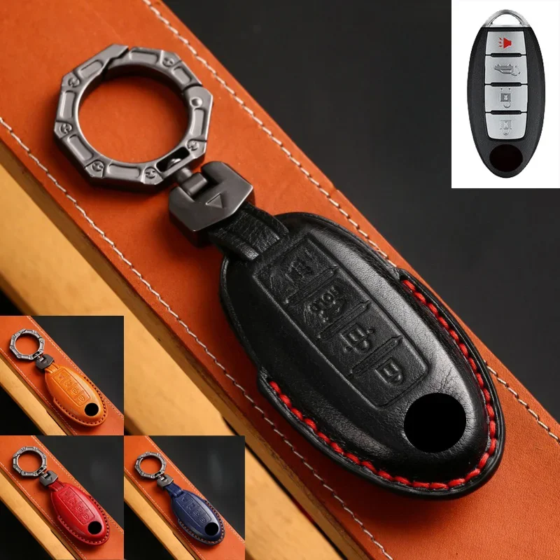 Genuine Leather Car Key Case Cover  For Nissan Rouge Pathfinder Maxima Altima Sentra Murano kicks Tiida  For Infiniti Q50 QX50