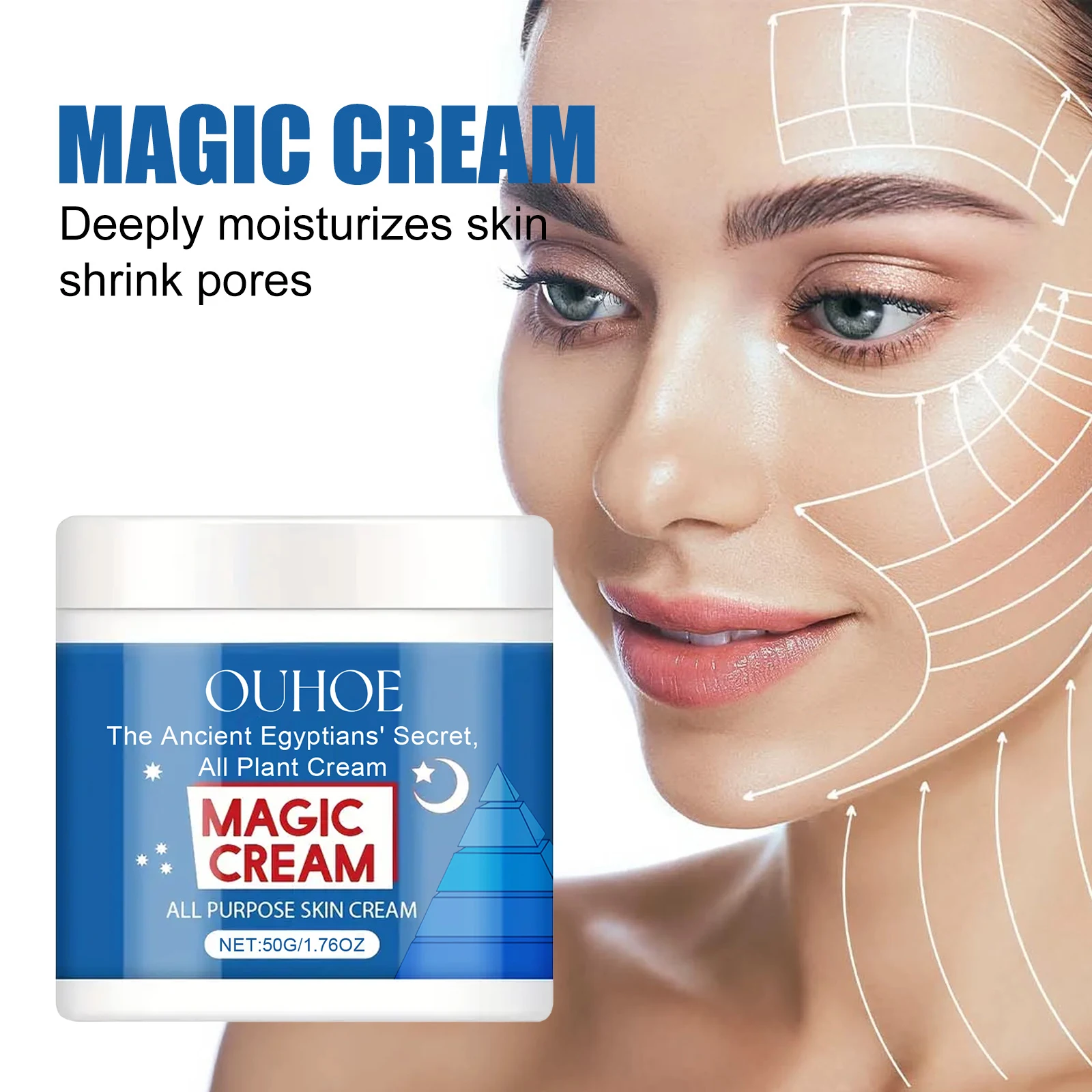 

OUHOE Волшебный крем для лица Fade Fine Lines Лифтинг Укрепляющий Улучшение грубой кожи Увлажняющий Питательный Уменьшение пор Уход за кожей 50 г