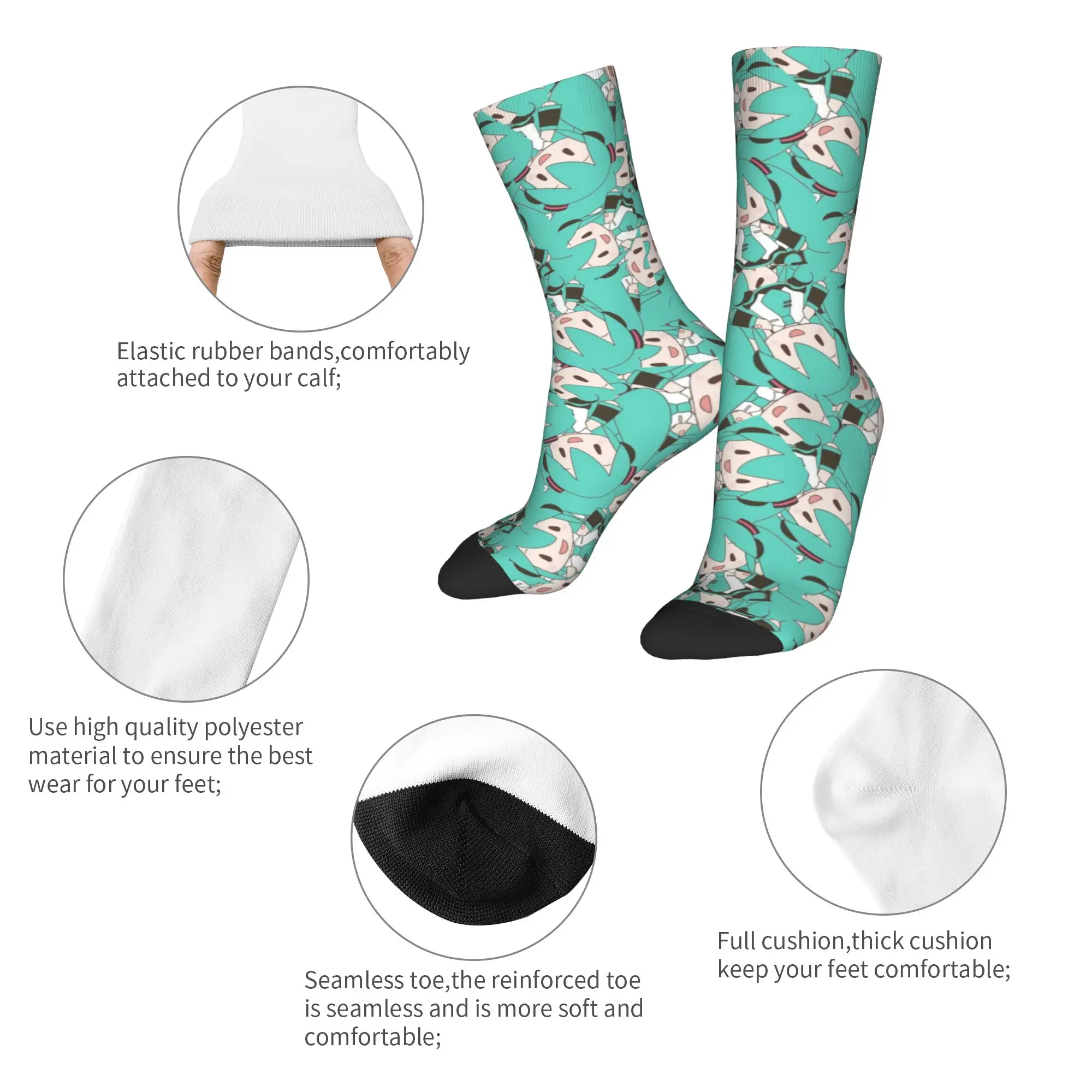 Custom Funny Printing Hatsuned Mikues Cartoon Socks for Women Men Stretch Summer Autumn Winter Voice Anime Crew Socks - view 5