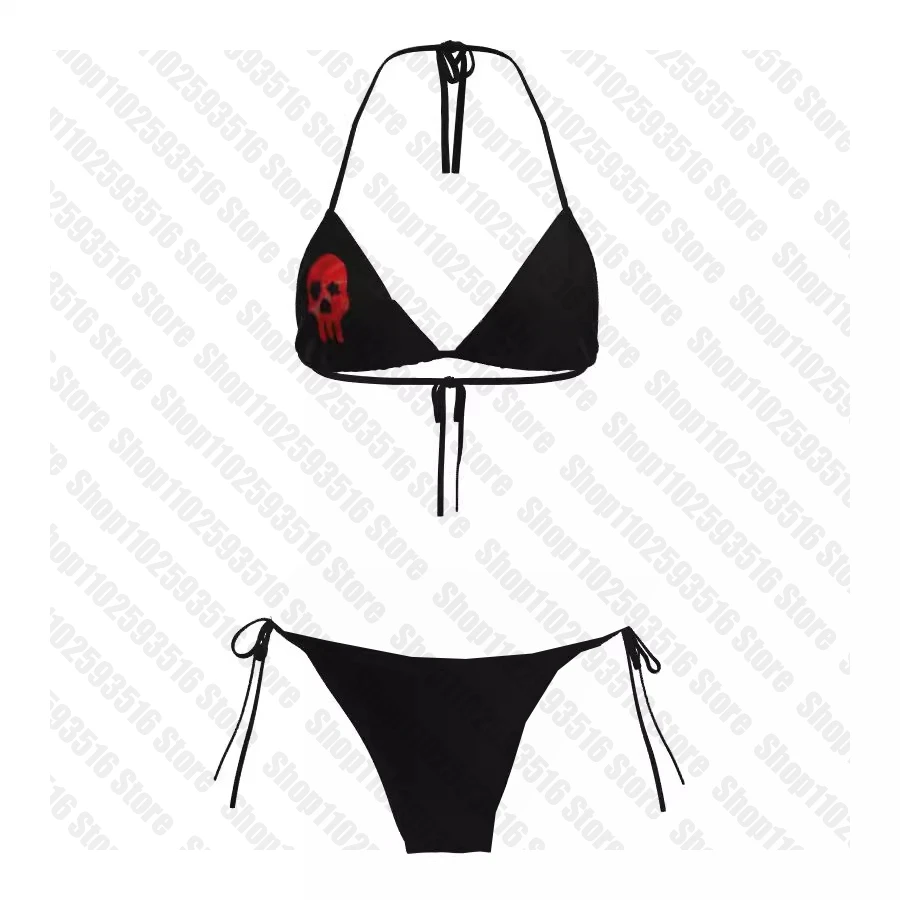 Playa Emo Sexy gráfico lindo traje de baño negro traje de baño para mujer 2025 Harajuku Mini trajes de baño para mujer conjuntos de Bikinis Punk Bikini tendencia