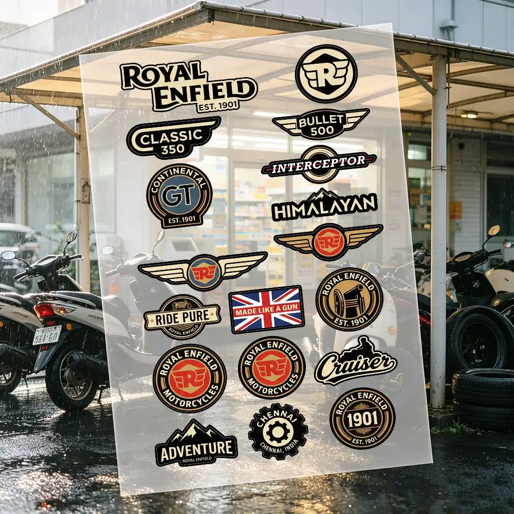 Adesivi per moto R-Royal E-Enfield per carrozzeria e casco, adesivi riflettenti