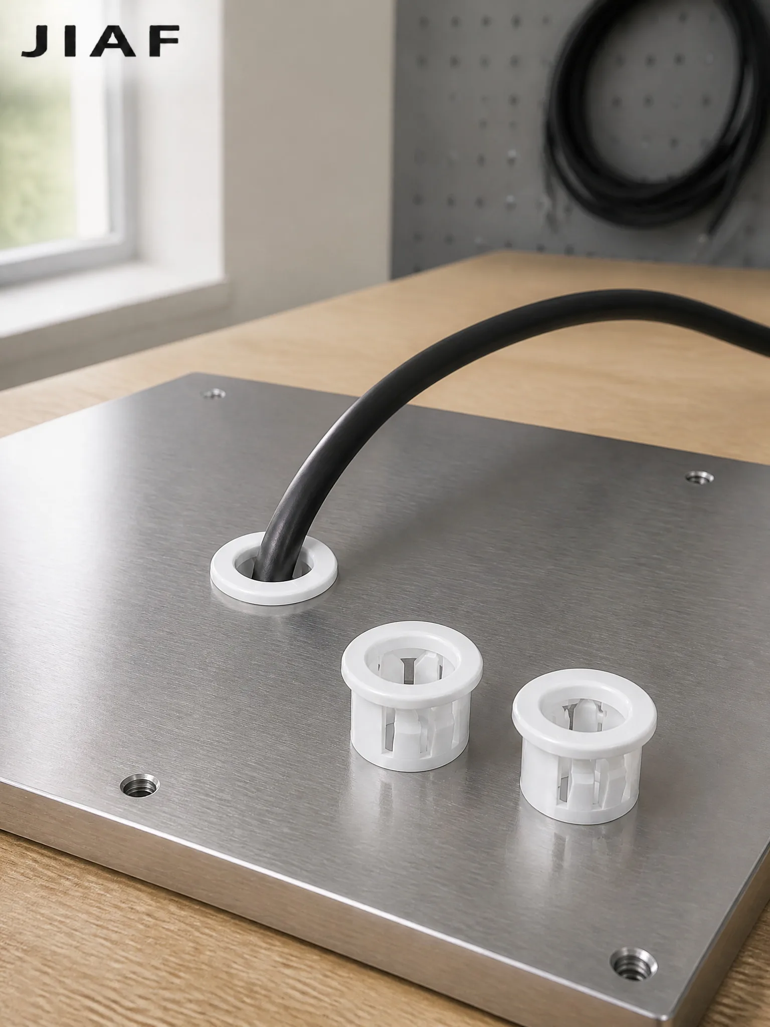 White SB8-38 Snap-in Desk Grommet 10PCS, Cable Hole Cover Wire Bushing Cord Organizer for Home Office Table Cable Management