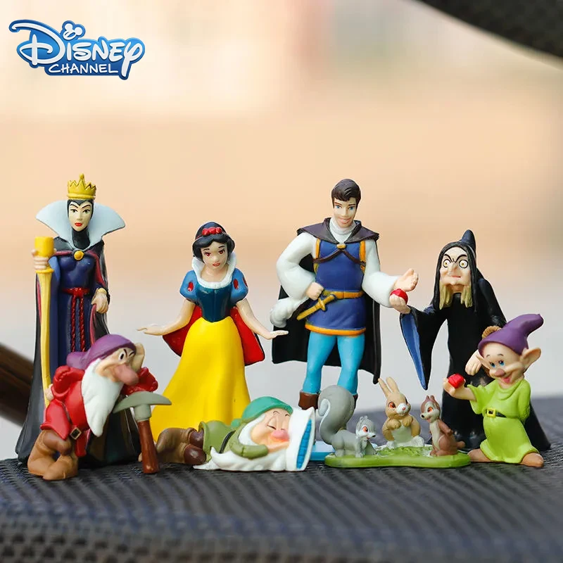 8pcs Disney Snow White and The Seven Dwarfs Figure Toy Witch Empress Prince Charming Dwarf Action Figures Model Doll Kids Gifts