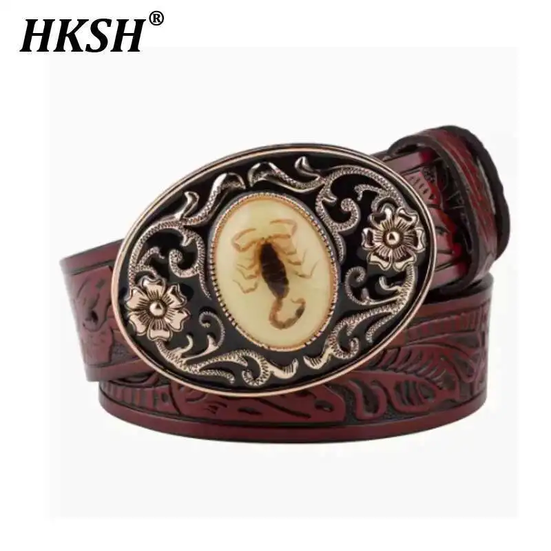 HKSH Men's Dark Glowing Belt Buckle Embossed Smooth Decoration Chic Nightclub Clothes Accessories Spider Streetwear Punk HK1654