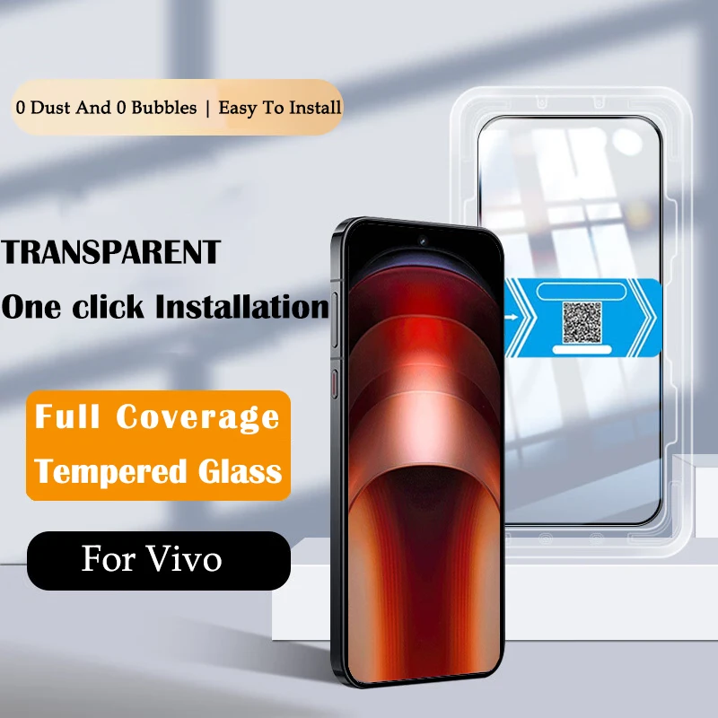 

3D One-click Installation Kit Tempered Glass For Vivo iQOO Neo 9s 8 7 Pro Z9 Turbo Plus Z9X Z8X 12 11S Hyaline Screen Protectors