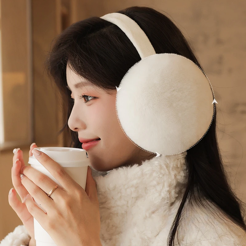 Faux Rabbit Fur Earmuffs Women Hang Ear Cover Warm Winter Headwear Solid Ear Muffs Fur Earmuffs Men Unisex Adult Ear Warmer Fold