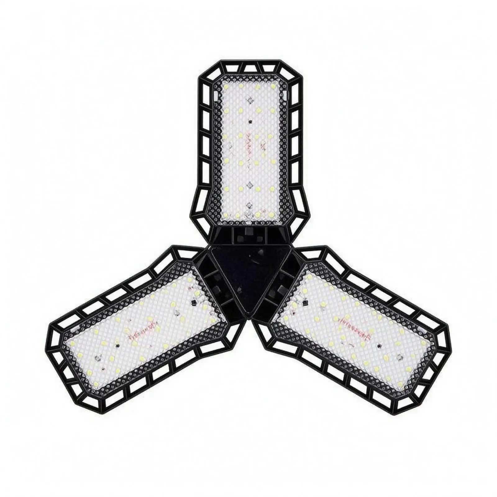 E27 LED Ceiling Lamp Folding Adjustable Panel Black Housing Energy Efficient 6500K for Home Garage Workshop Factory Lighting