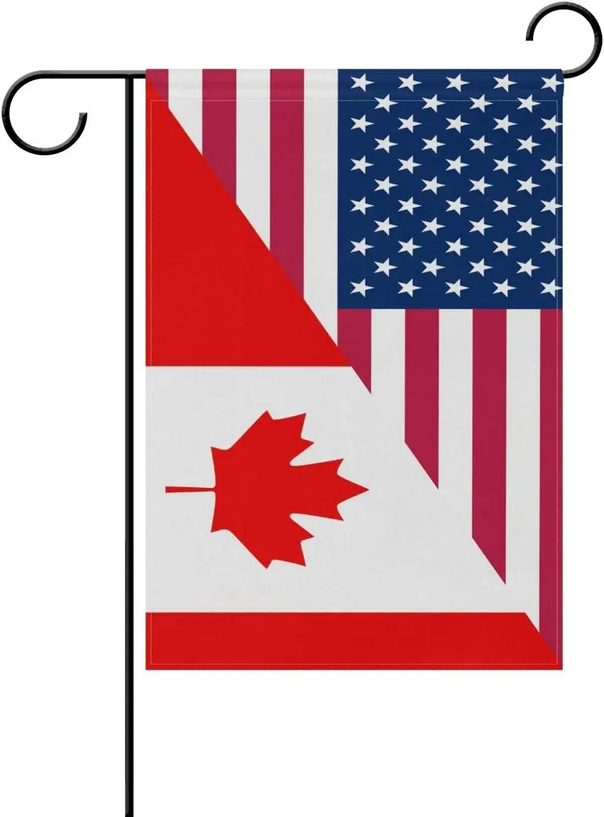 ALAZA Double Sided American and Canada Friendship Combination A Memorial Day Polyester Garden Flag Banner 12 x 18 Inch for O SSL