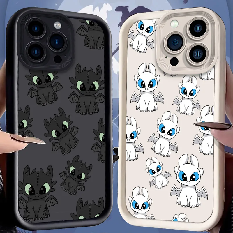 T-Toothless Hülle für iPhone 16 E 15 14 13 12 Mini 11 Pro Max XS X 8 7 Plus SE Flüssiges weiches Silikon Waschbare stoßfeste Abdeckung