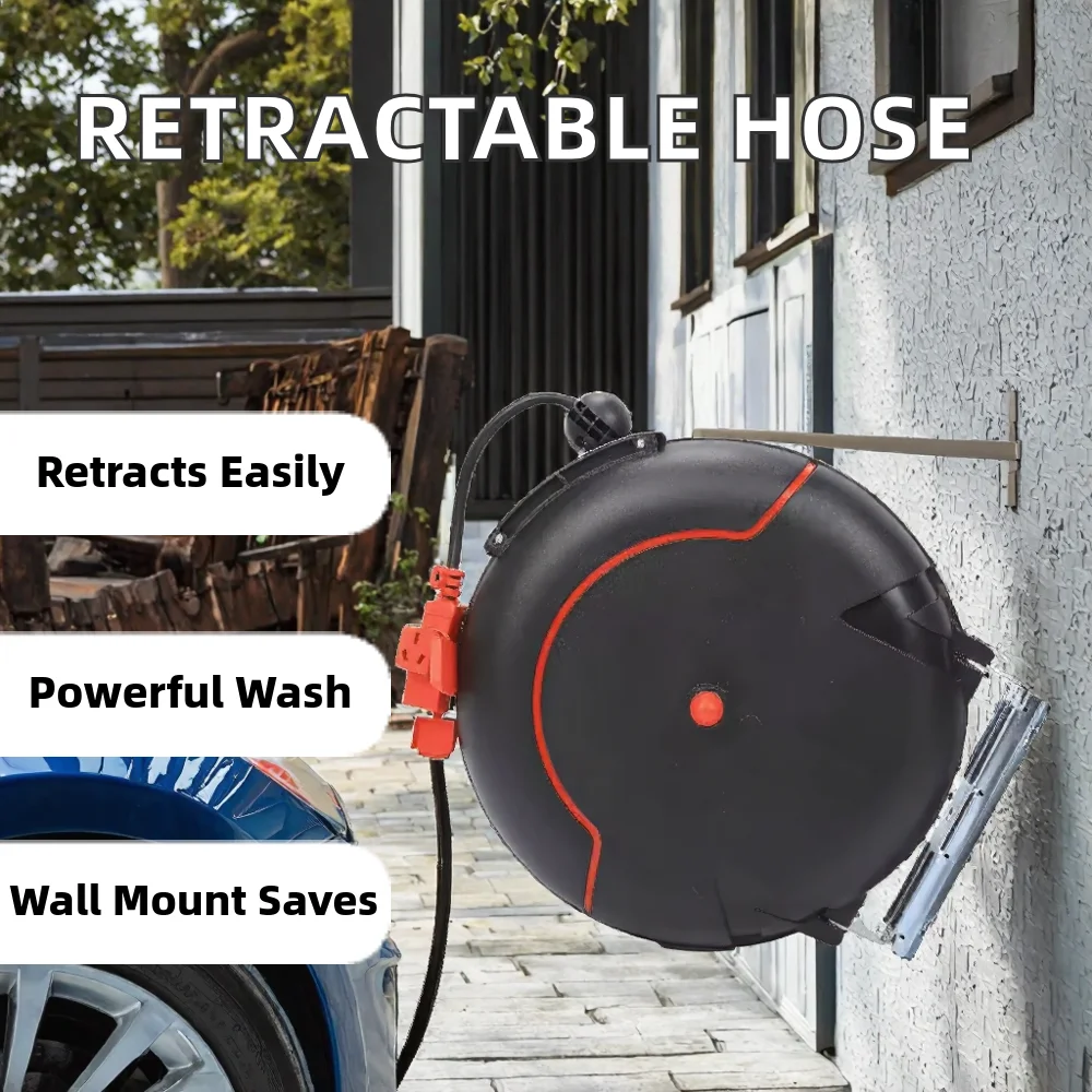 Retractable Plastic Car Detailing Wash 5 Styles Compressed Air Water Cable High Pressure Wall Mounted Garden Hose Reel