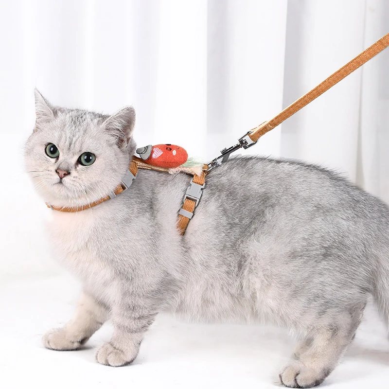 **Cat Harness And Leash Set Adjustable Escape Proof Soft Vest Kitten Harness Pet Traction Supplies With Collar Small Cat Outdoor