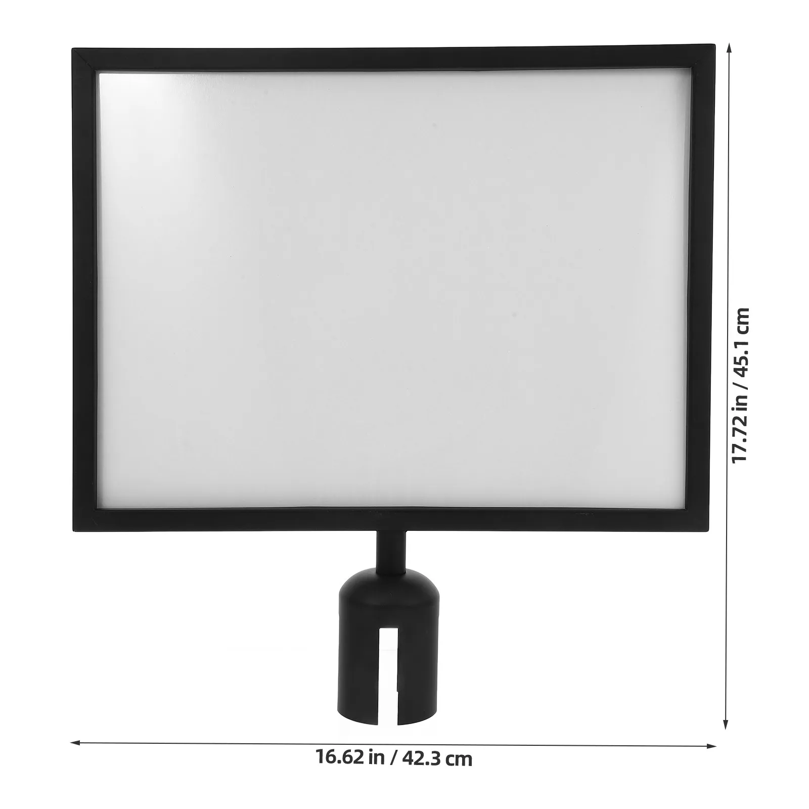 Metal Stanchion Sign Holder with Cutouts for Retractable Belt Vertical Crowd Control Sign Frame Portable Easy Install Event