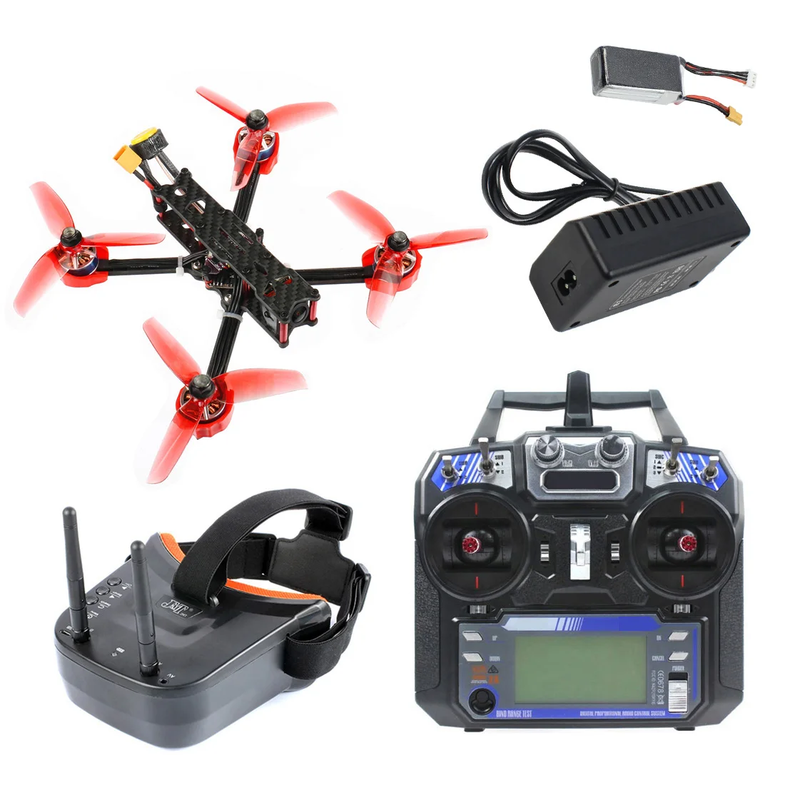 JMT F4 X1 175mm RC FPV Racing Drone  RTF with LST-009 FPV Goggles GHF411AIO Flight Controller Supra-VTX FS I6 Transmitter