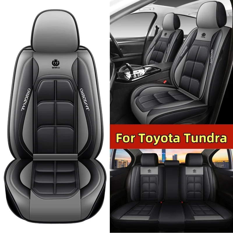 

Car seat cover waterproof PU leather wear-resistant front and rear row 5 seats fully wrapped muscle seat cover For Toyota Tundra