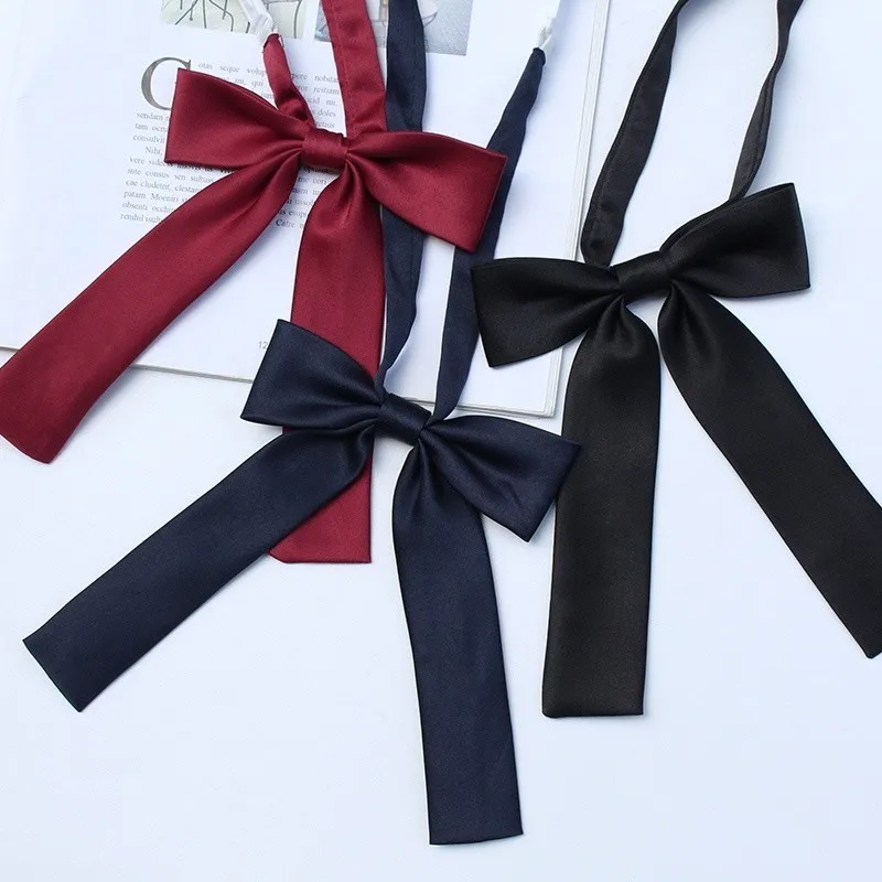 Satin JK Bow Tie Long Streamer Bowknot College Style Neck Accessory for Graduation Photo Bachelor Gown Japanese School Uniform
