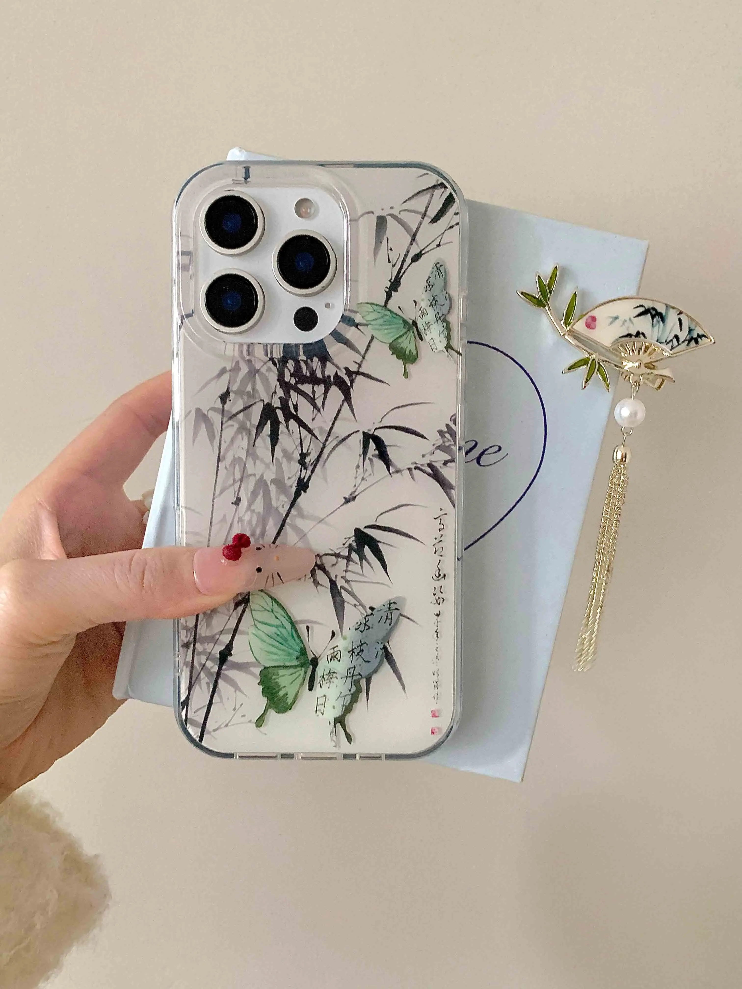 New-chinese Ink And Wash Phone Case For Iphone 15Pro 13Pro 15 16 13 14 Pro Max 14ProMax 16Pro Vintage Butterfly Fundas Cover