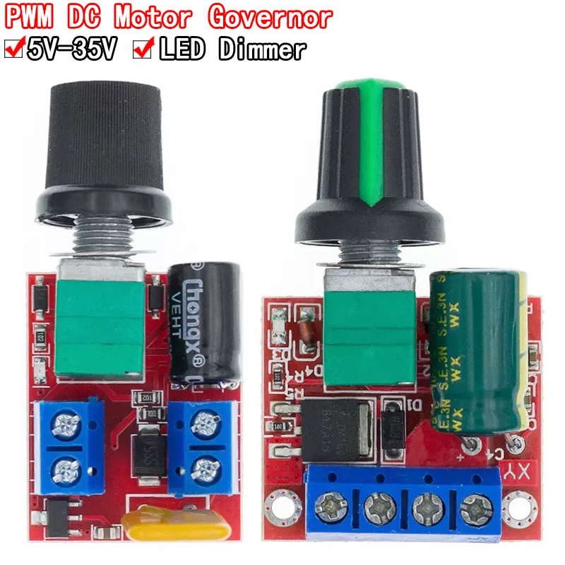 Mini 5A 90W PWM 12V DC Motor Speed Controller Module DC-DC 4.5V-35V Adjustable Speed Regulator Control Governor Switch 24V