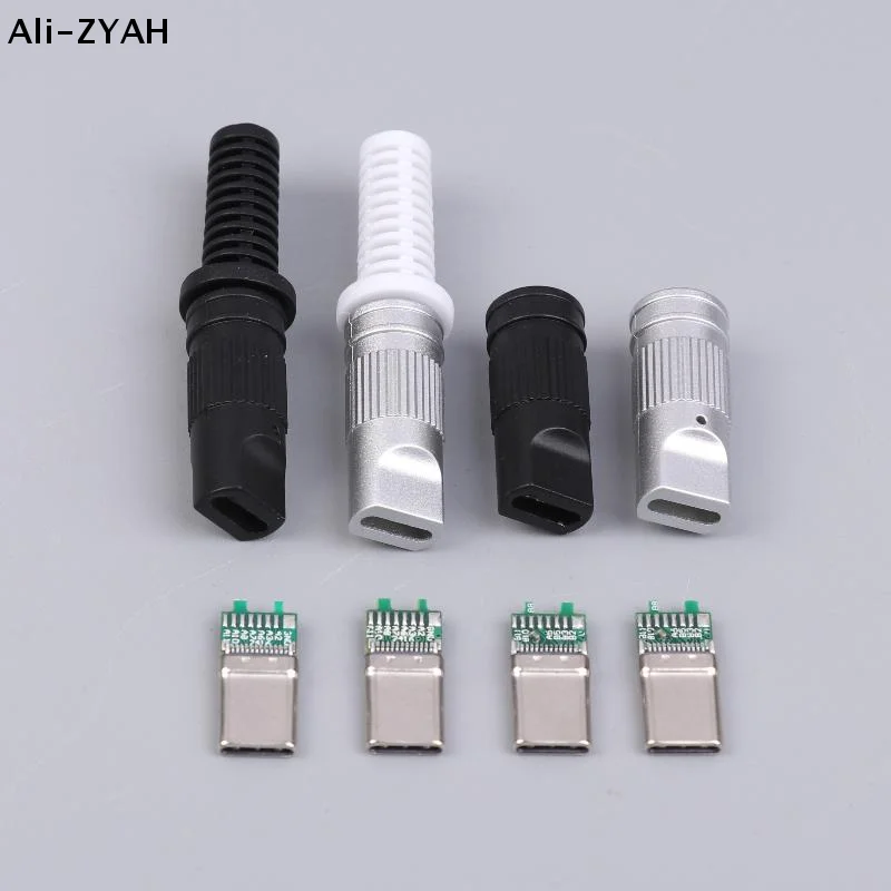 2/5Pcs USB3.1 24Pin Type-C Male 5 Solder Joints For Mobile Phone Fast Charging C To C With CC Solder Pad Repair DIY Data Plug