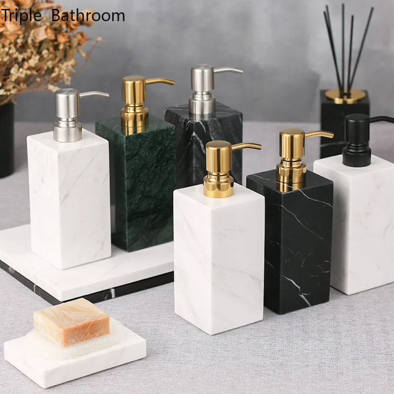 

Nordic Foam Soap Liquid Bottle Natural Marble Home Bathroom Shampoo Shower Gel Bottle Hand Wristband Dispenser Accessories