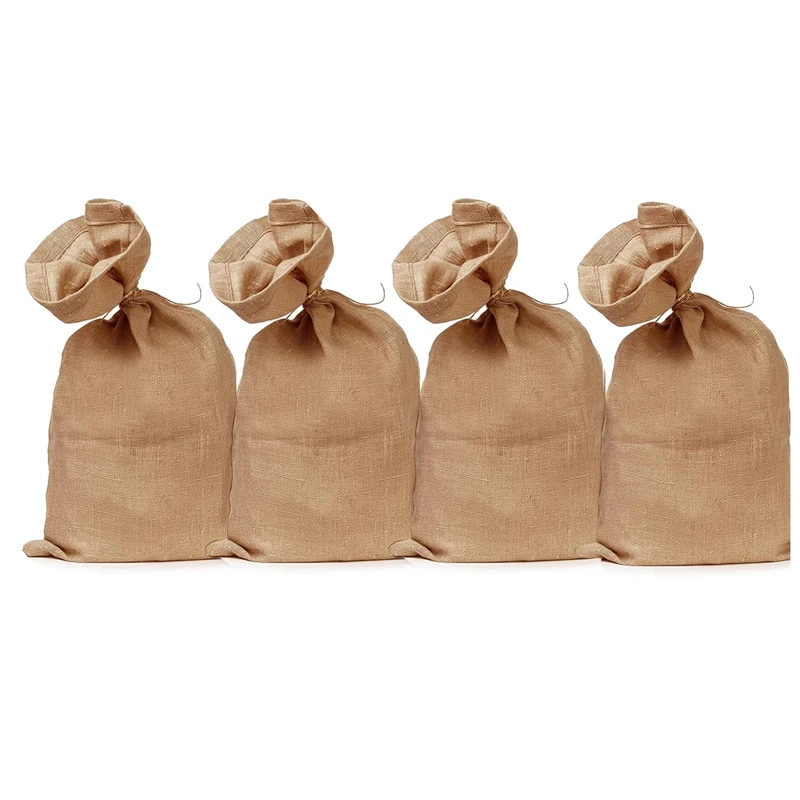 

4 PCS Heavy-Duty Large Burlap Bags Brown 40X24inch Thicken With 32.8Ft Ropes, Reusable Potato Bags