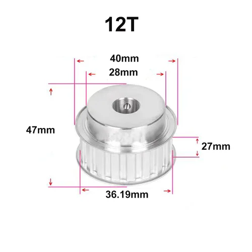 Imagen 2 del producto Polea de distribución BF tipo T10 12T/14T/15T/16T/18T/20T/22T/24T ruedas de aleación paso de dientes 10mm combina con correa de distribución T10 de ancho 25mm