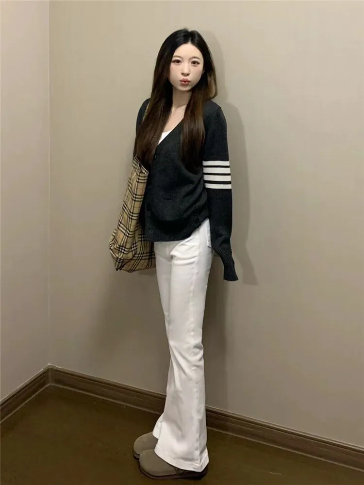 

Extended Length Loose Fit Low Waist Bell Bottom Jeans Women's Spring Autumn Slimming Wide Leg Floor Length Trousers