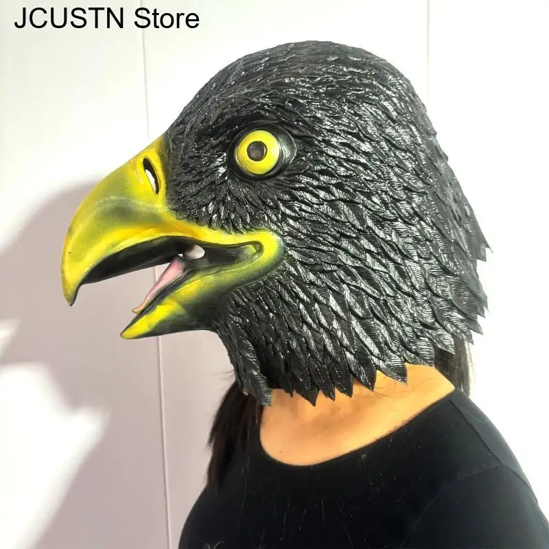 Máscaras de látex con cabeza de pájaro halcón, máscara de águila blanca y negra para Carnaval de Halloween, casco de cabeza completa de Animal divertido, accesorios de decoración para Cosplay