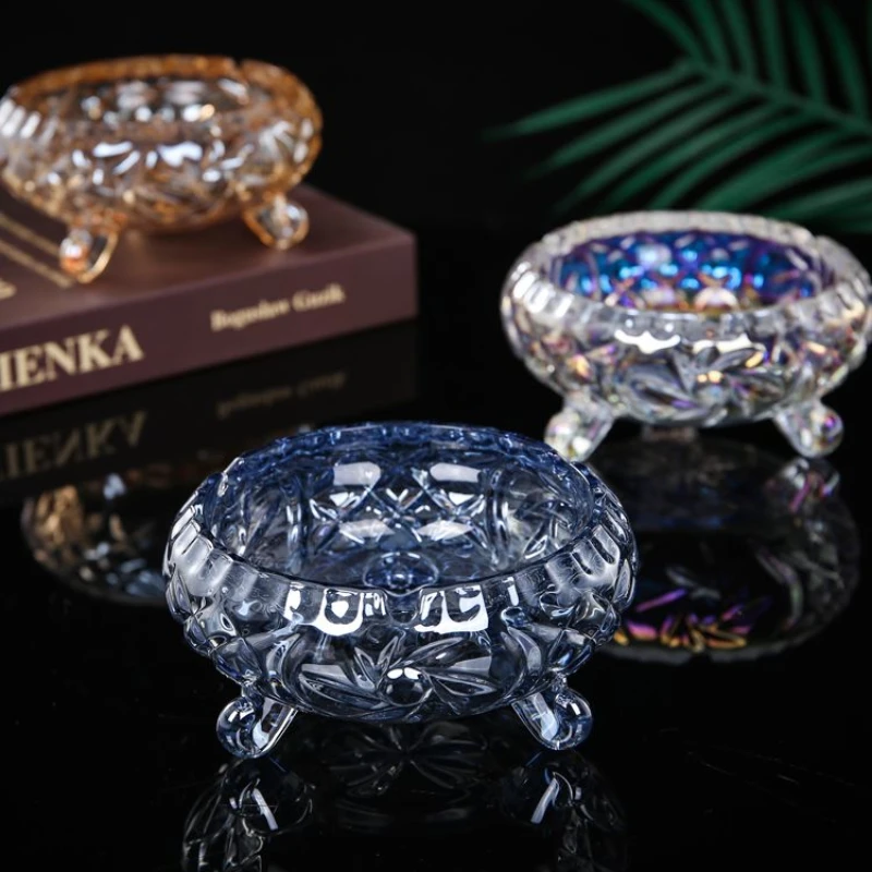 Home Crystal Glass Ashtray Fashionable and Creative Personality Living Room, Bedroom Coffee Table Office Ashtray