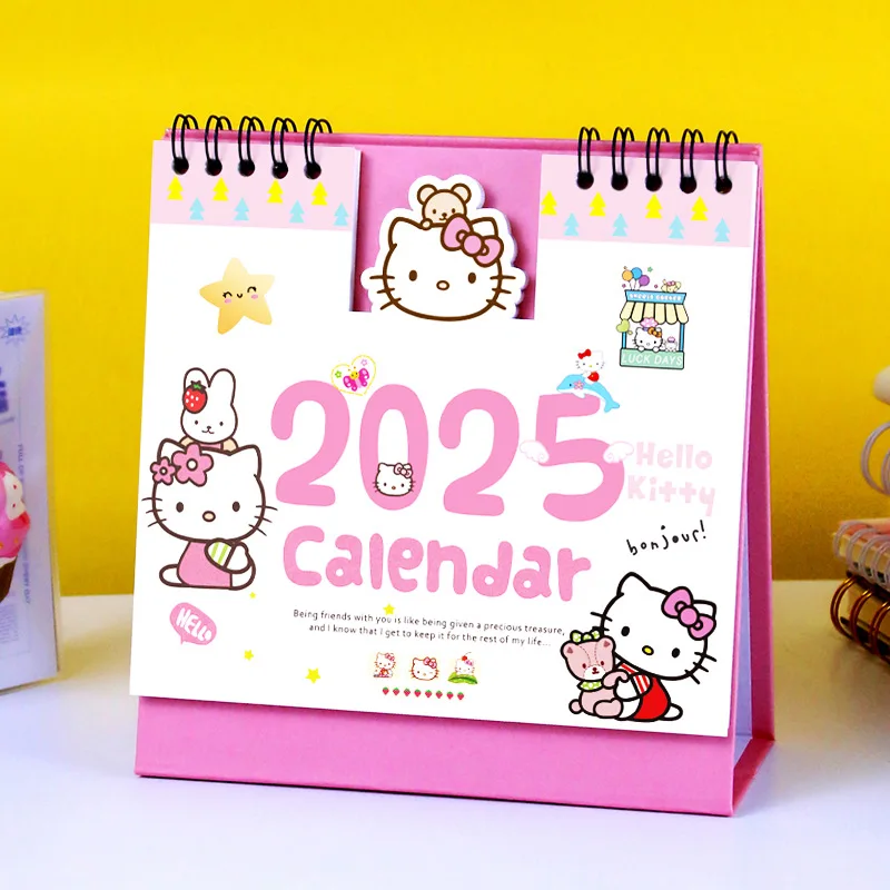 2025 Sanrio Desk Calendar Hello Kitty My Melody Kuromi Office School Supplies Calendar Monthly Planner Desk Accessories Decor