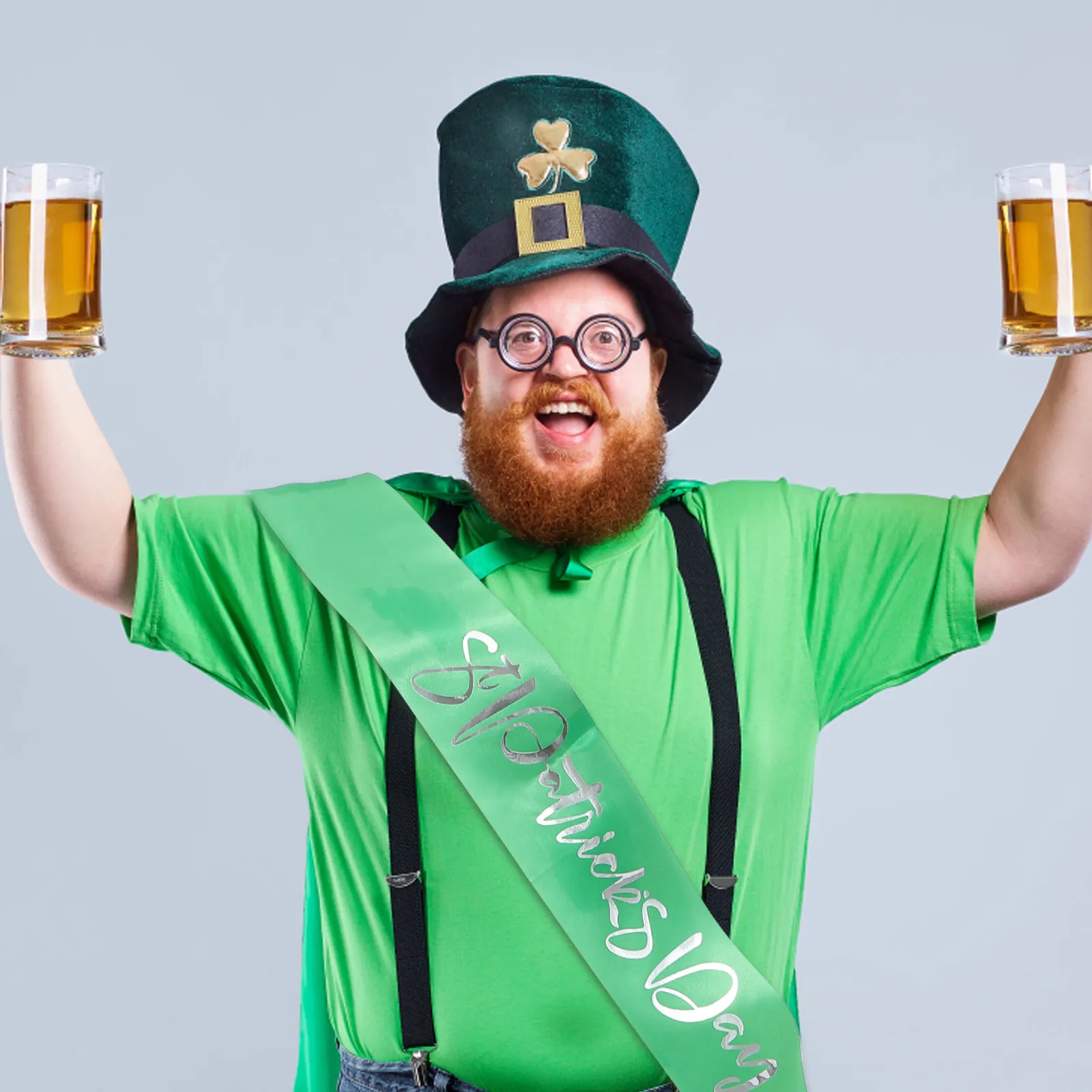 

1Set St Patrick Day Hairhoop Etiquette Belt Green Festive Headband Shoulder Strap Party Accessory for St Patrick Festival Decor