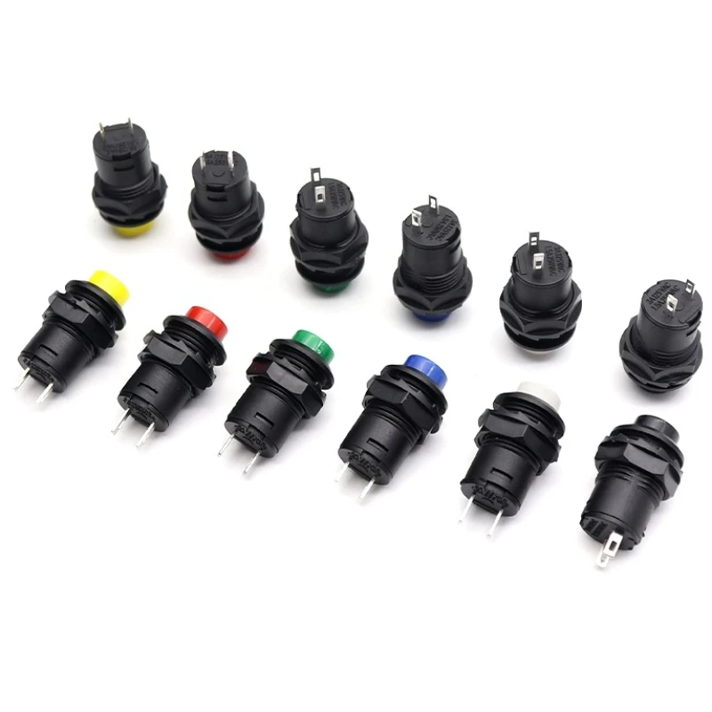 6pcs 12mm Lock Latching OFF- ON Push Button Switch Maintained Fixed Pushbutton Switches DS-428