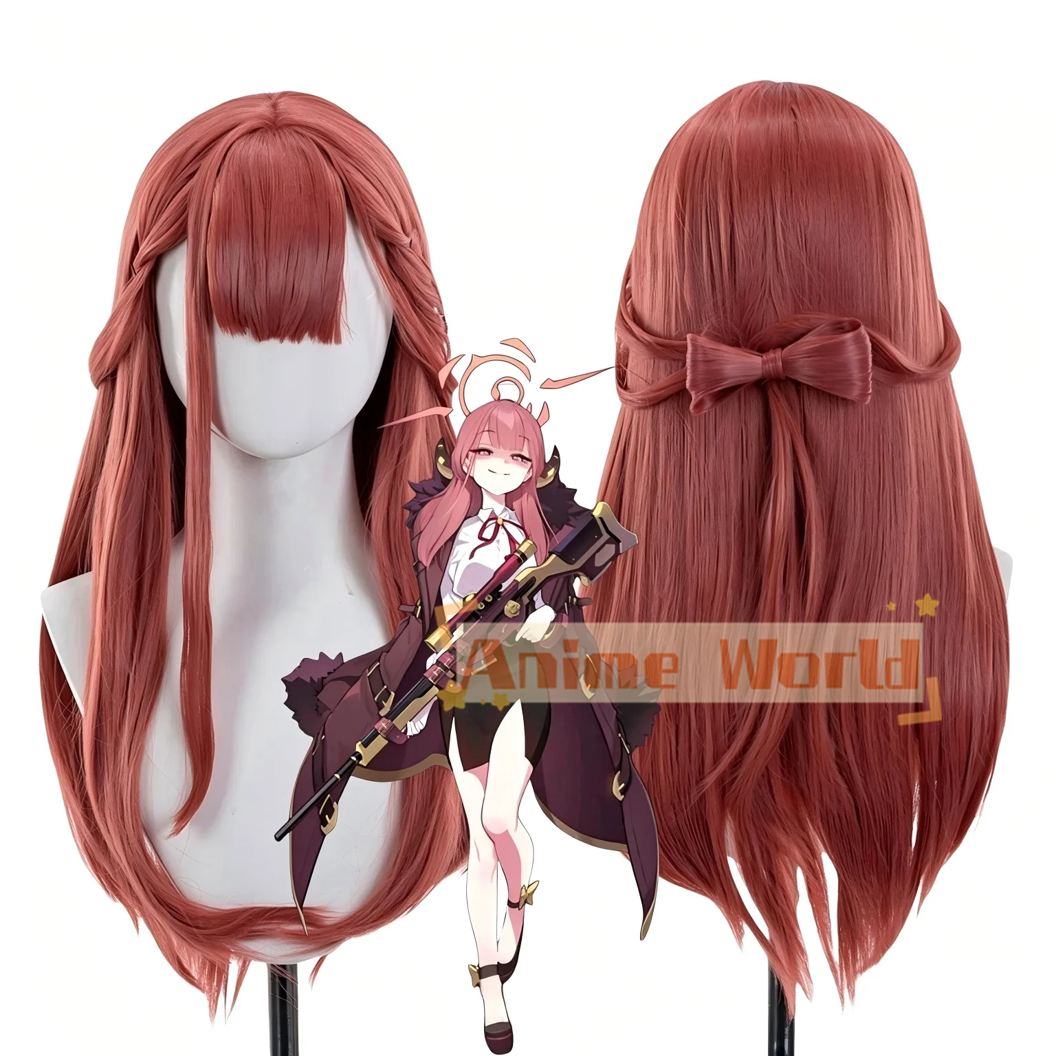 Anime Rikuhachima Aru Wig Halloween Carnival Party Props Synthetic Hair Heat Resistant Fiber + Wig Cap