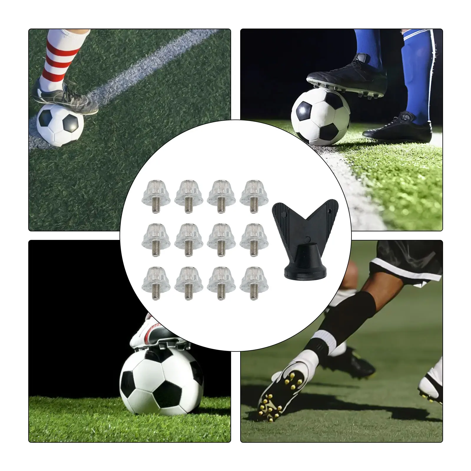 12pcs Football Shoe Nails With A Wrench Football Boot Studs Soccer Studs 13 15 18mm Replacement Spikes With Wrench Accessories